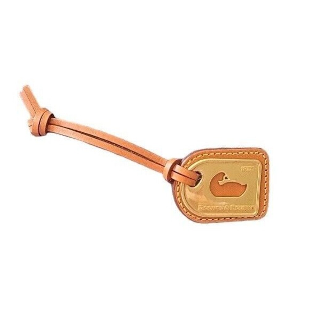 Dooney & Bourke Duck Logo Brown Leather and Brass Hanging Tag For Handbags